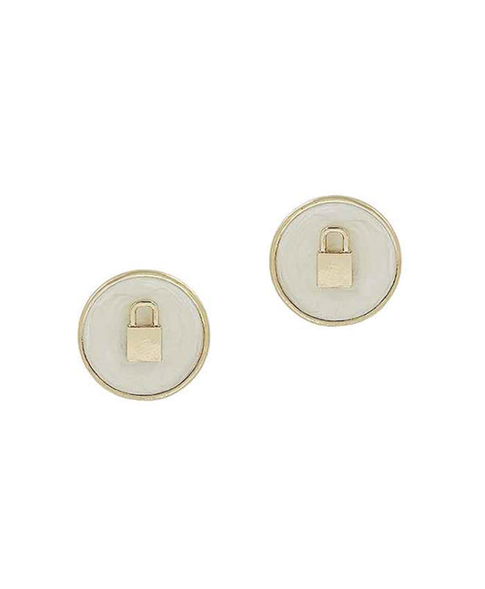 Round Epoxy Lock Post Earring