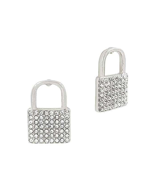 Paved Metal Lock  Post Earring
