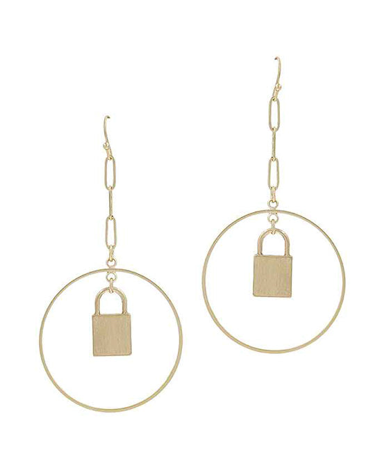 Metal Lock & Ring Chain Earring