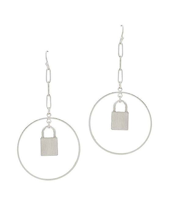 Metal Lock & Ring Chain Earring