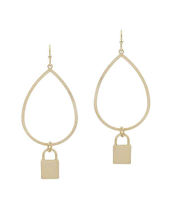 Metal Lock Teardrop Earring