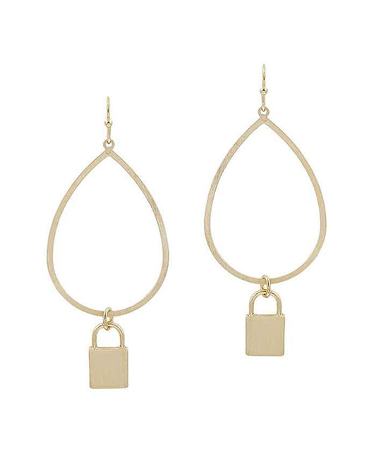 Metal Lock Teardrop Earring