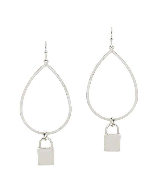 Metal Lock Teardrop Earring
