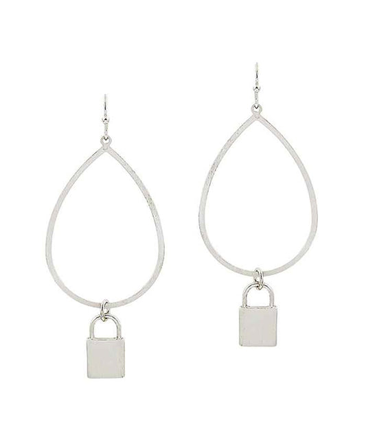 Metal Lock Teardrop Earring