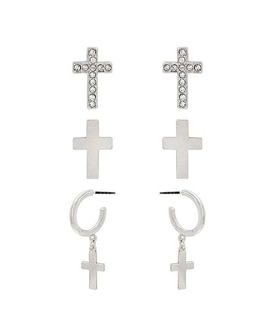 Cross Metal 3 Set Earring
