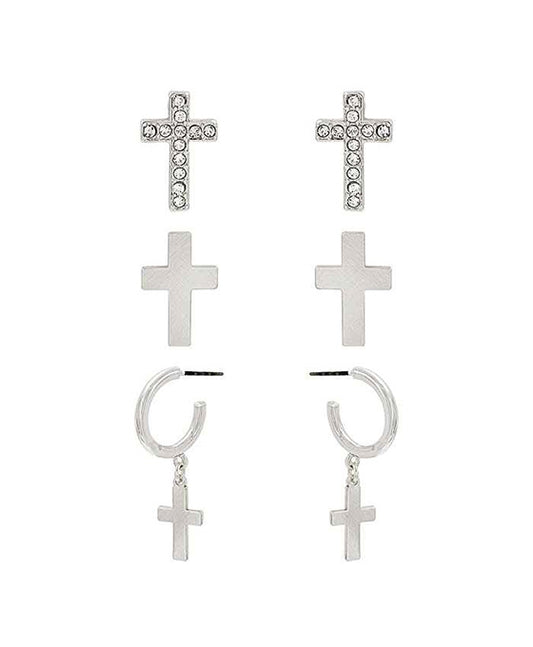 Cross Metal 3 Set Earring