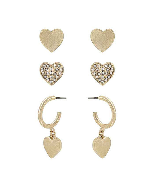 Heart Metal 3 Set Earring