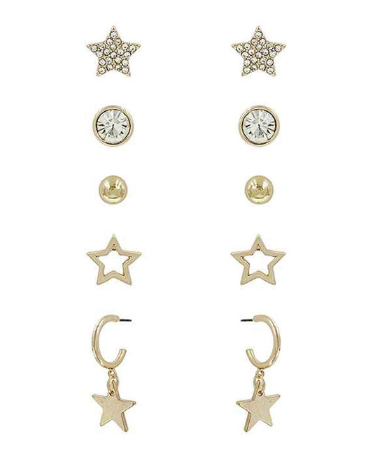 Pave & Metal 5 Set Earring