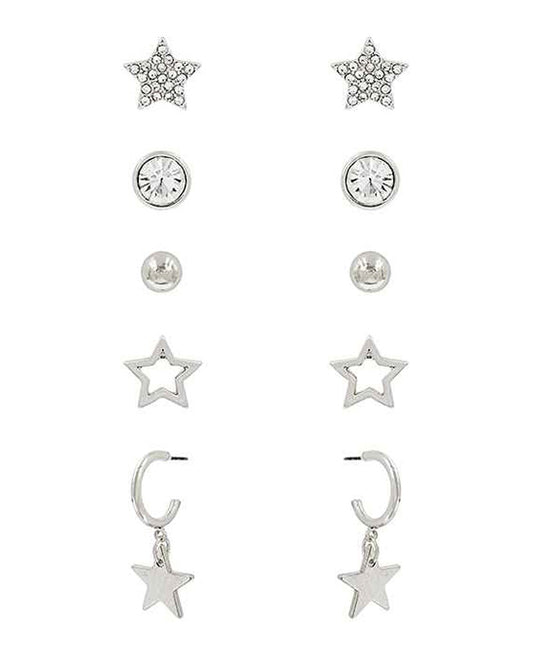 Pave & Metal 5 Set Earring