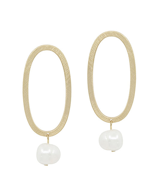 Pearl Oval Casting Earring