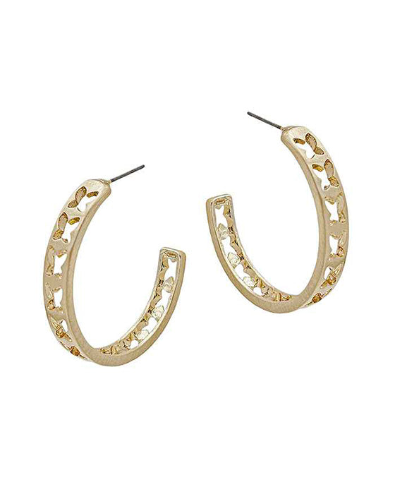 35mm Butterfly Engrave Hoop Earring