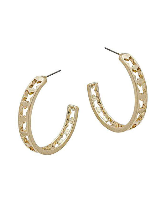 35mm Butterfly Engrave Hoop Earring