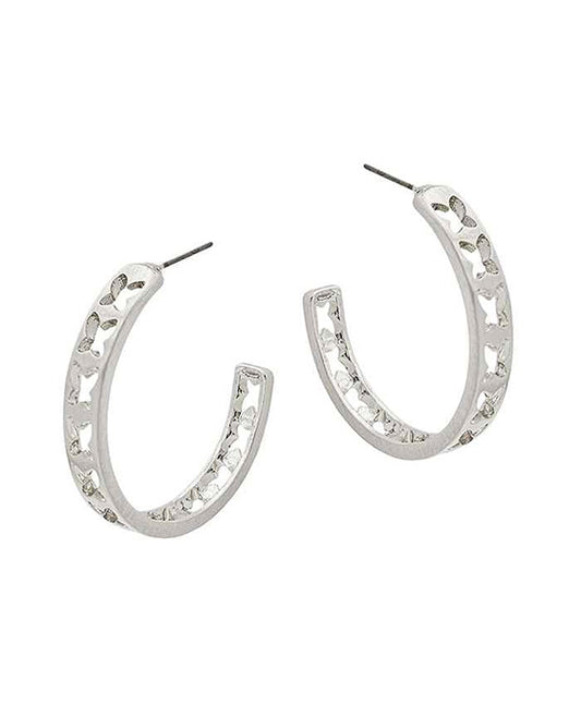 35mm Butterfly Engrave Hoop Earring