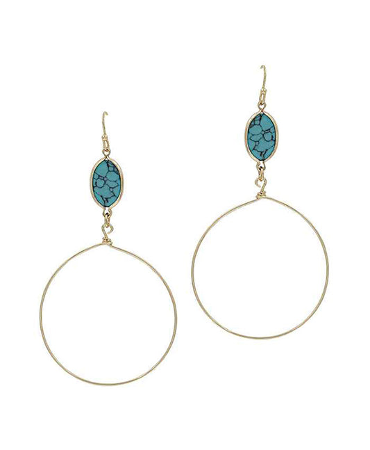 Oval Stone Metal Earring
