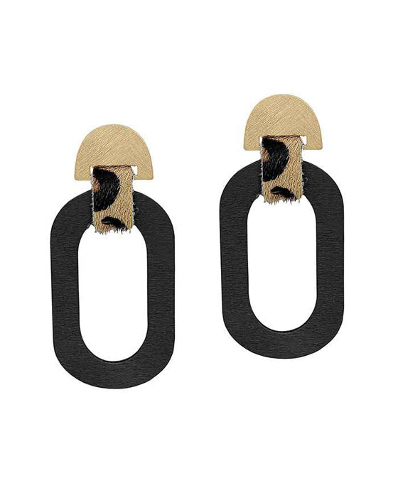 Wood Leopard Earring