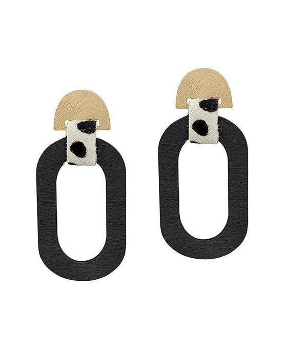 Wood Leopard Earring