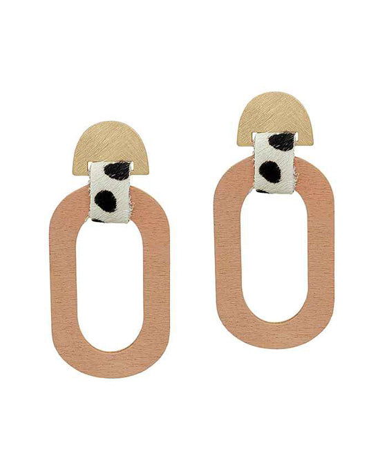 Wood Leopard Earring