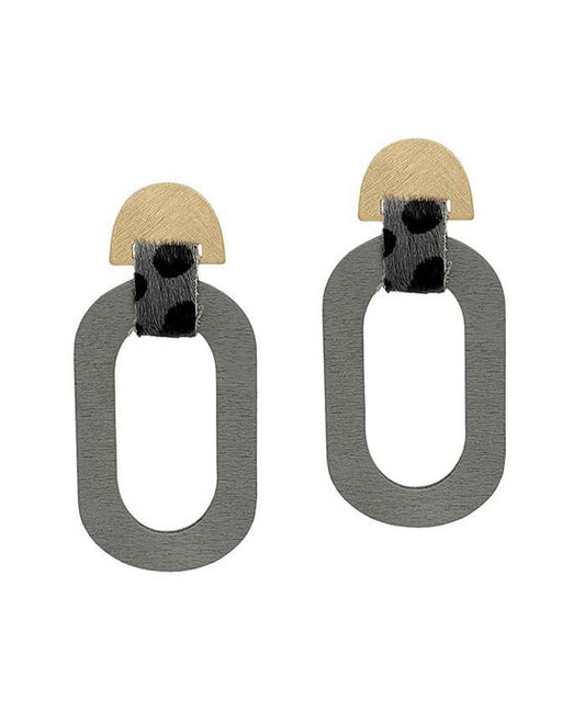 Wood Leopard Earring