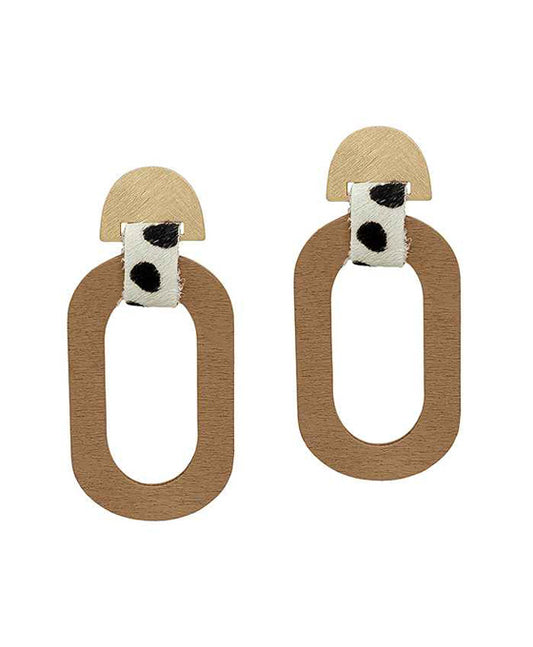 Wood Leopard Earring
