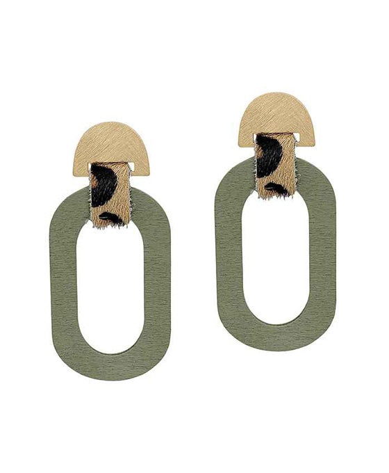 Wood Leopard Earring