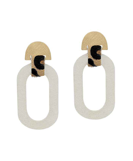 Wood Leopard Earring