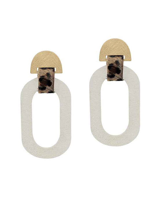 Wood Leopard Earring