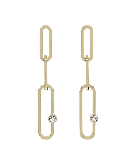 Glass Oval Link Chain Earring
