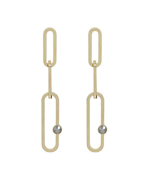 Glass Oval Link Chain Earring