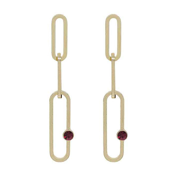 Glass Oval Link Chain Earring
