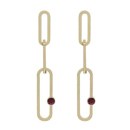 Glass Oval Link Chain Earring
