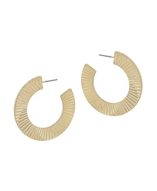 Fluted Metal Hoop Earring