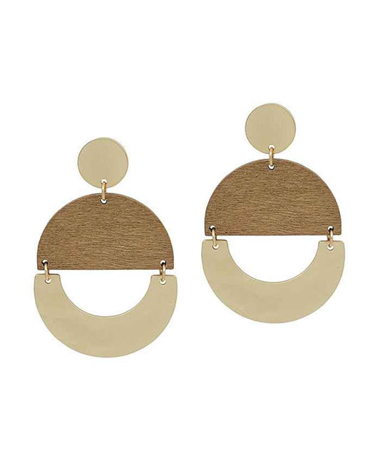 Wood & Metal Post Earring