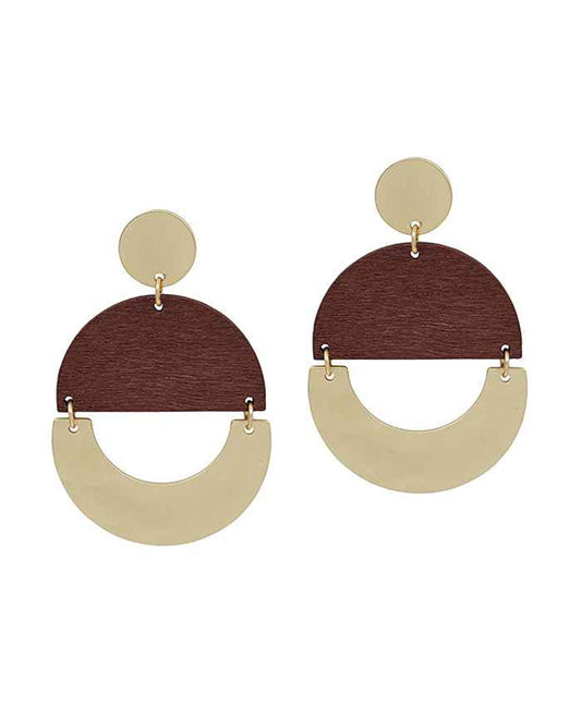 Wood & Metal Post Earring