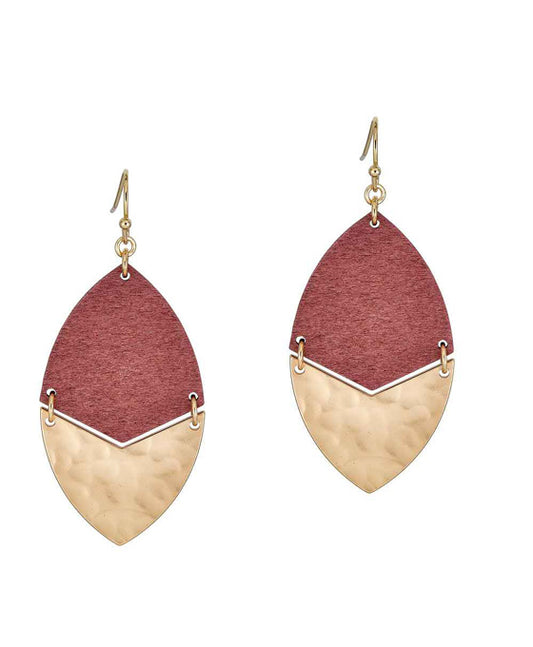 Wood & Metal Oval Shape Earring
