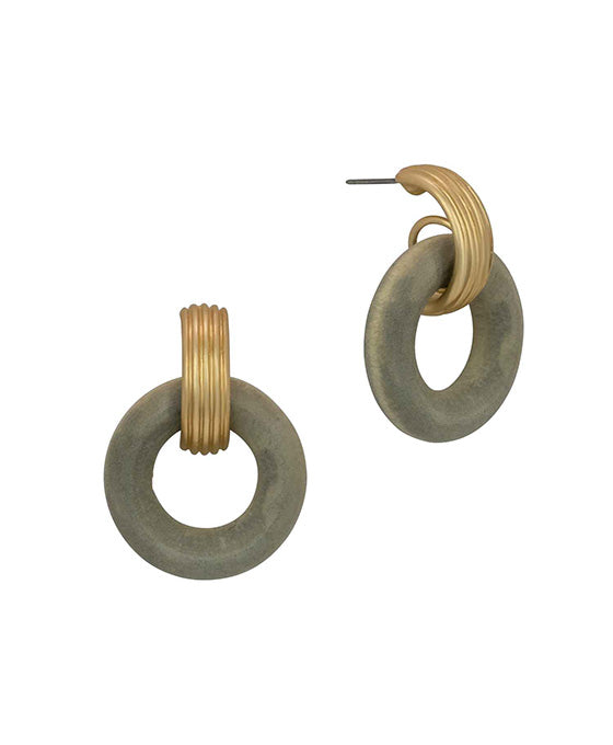 Wood & Metal Post Earring