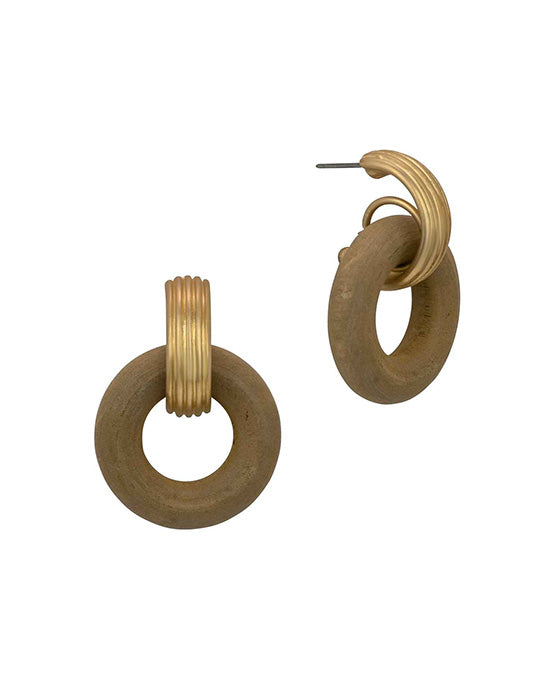 Wood & Metal Post Earring