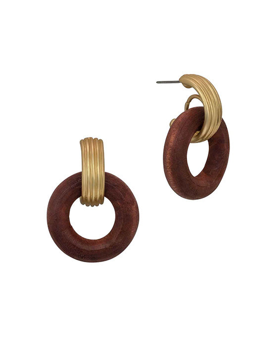 Wood & Metal Post Earring
