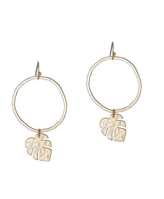 Round Metal w/ Leaf Earring