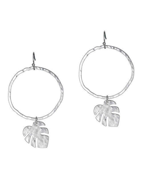 Round Metal w/ Leaf Earring