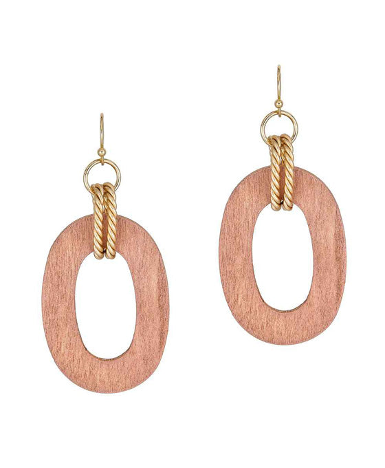 Wood & Metal Linked Earring