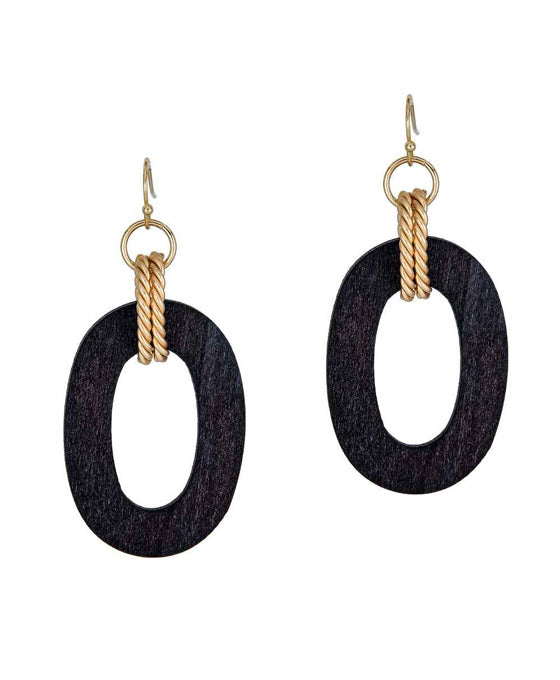 Wood & Metal Linked Earring