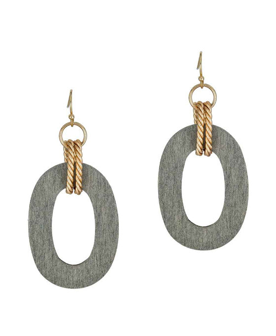 Wood & Metal Linked Earring