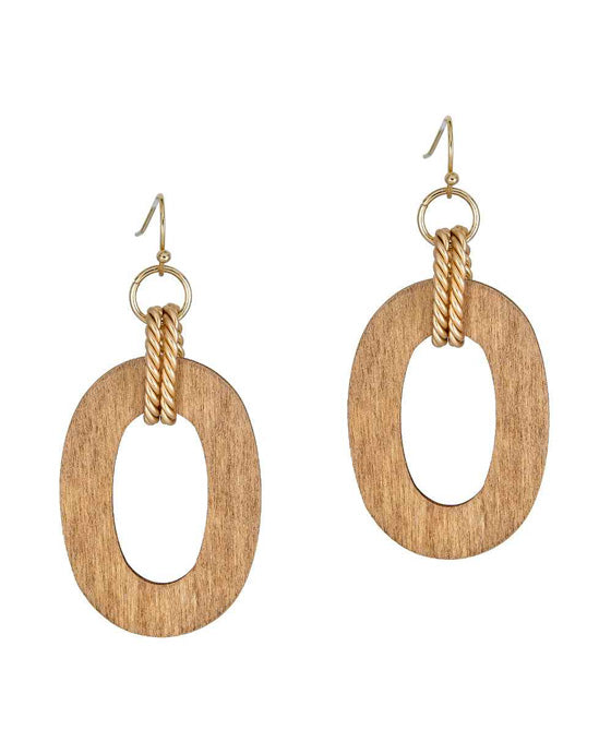 Wood & Metal Linked Earring