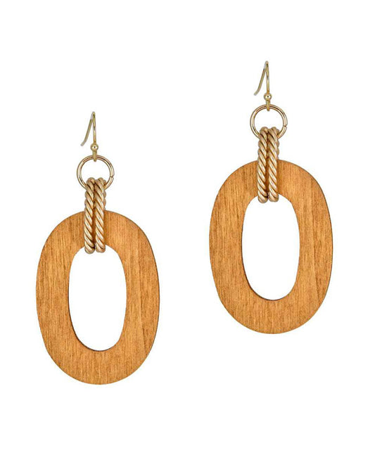 Wood & Metal Linked Earring