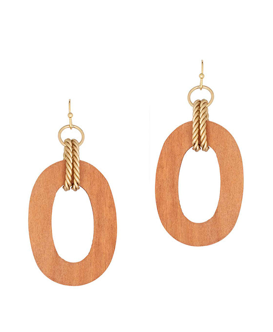 Wood & Metal Linked Earring
