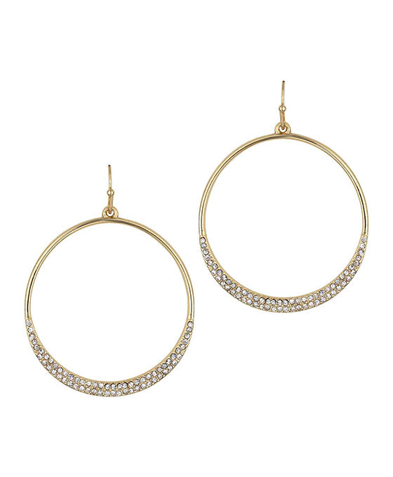 40mm Metal Pave Moon Earring