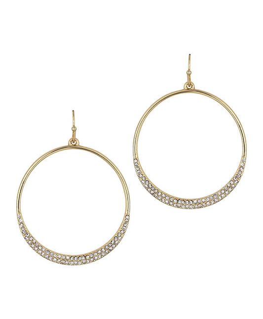 40mm Metal Pave Moon Earring
