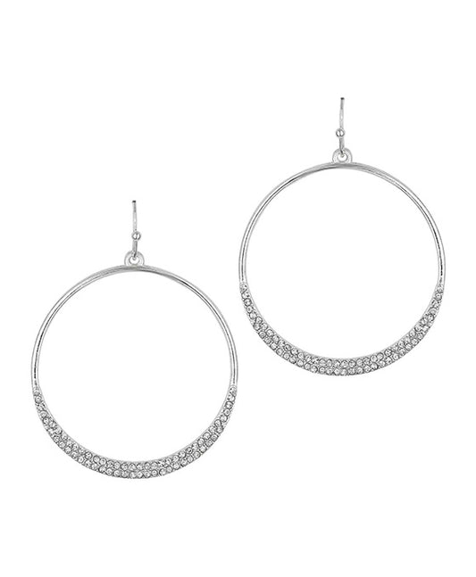 40mm Metal Pave Moon Earring