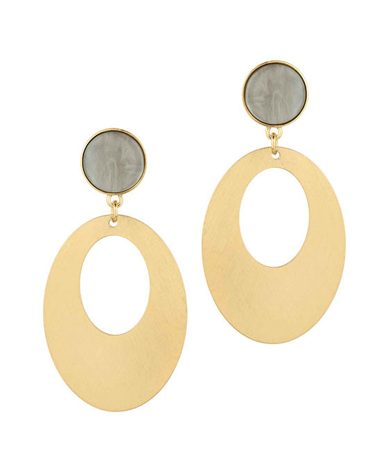 Acetate & Metal Oval Post Earring