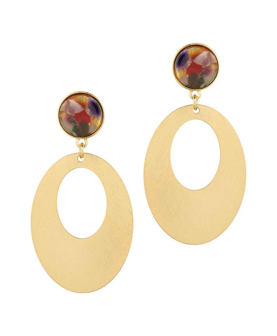 Acetate & Metal Oval Post Earring